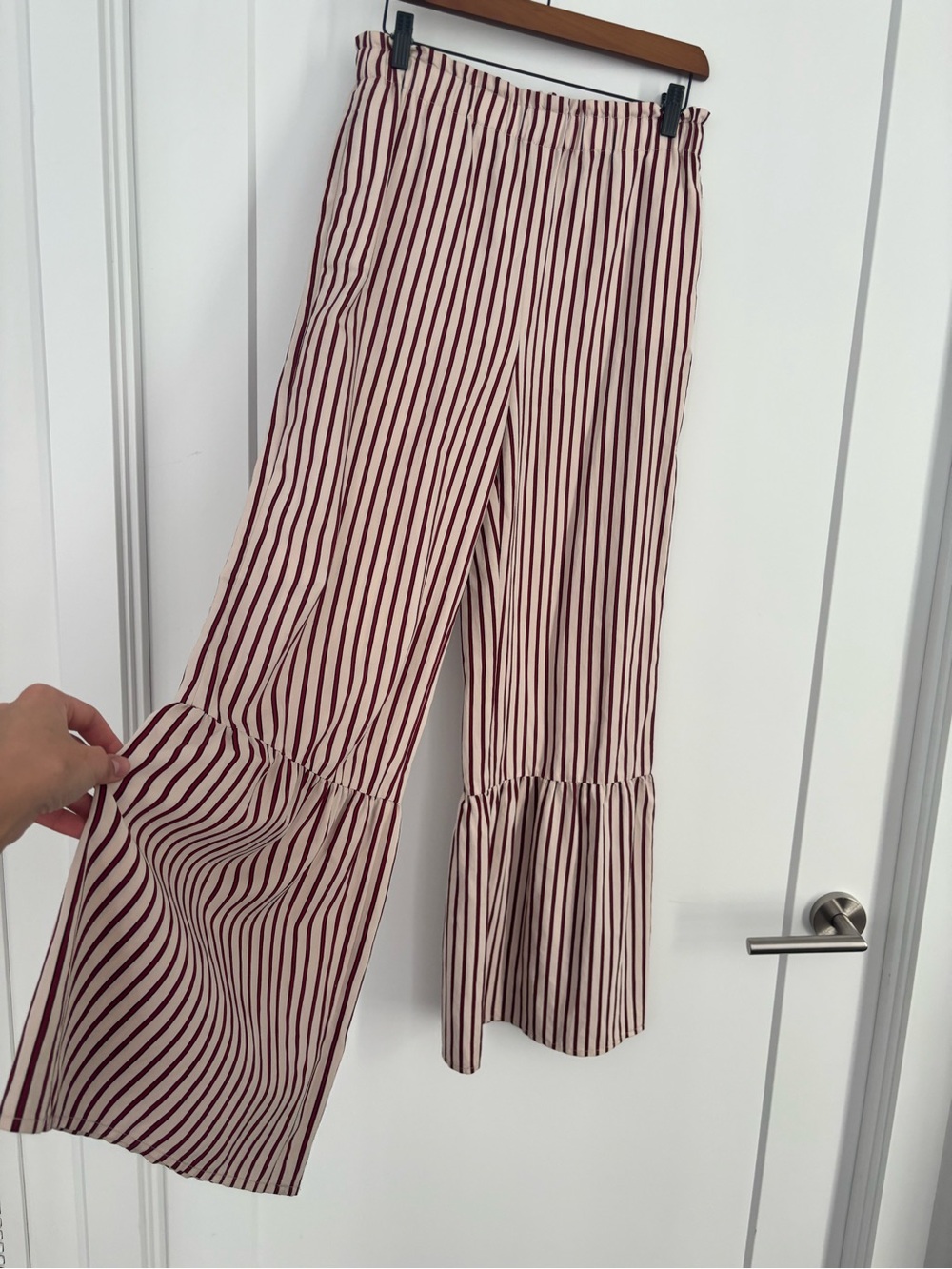 Striped Ruffle-Hem Wide Leg Pants - Picture 3 of 3